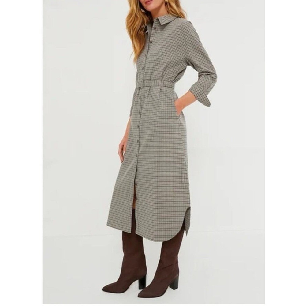 NWT Tuckernuck Sycamore Check Vera Long Sleeve Maxi Shirt Dress Preppy Size L